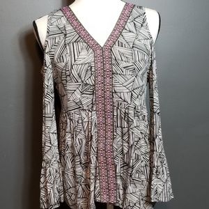 CUPIO Black & White Print Blouse [Small]